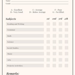 Very Good Free Printable Report Cards For Teachers Templates Brown And Cream Bordered Simple Card