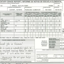 Best Images Of School Report Card Template Fake Elementary Schools