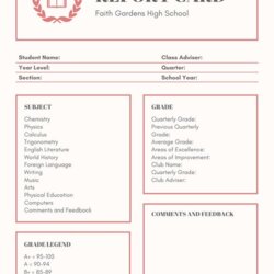 Tremendous High School Student Report Card Template Templates Example