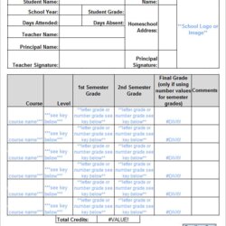 Worthy High School Student Report Card Template Professional Templates Sample Middle Doc Format