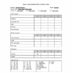 Marvelous High School Report Card Template Free Download Printable