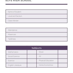 The Report Card For High School Students Is Shown In Purple And White Unbelievable Regarding