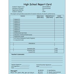 Preeminent Student Report Template Throughout High School Card