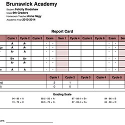 Admirable Online High School Report Card Template Cards Design Templates Brunswick Student Academy Sample