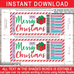 Superlative Christmas Gift Voucher Template Editable Printable Certificate Save Text