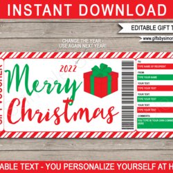 Fantastic Christmas Gift Voucher Template Editable Printable Certificate Save