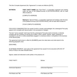 Very Good General Non Compete Agreement Template By Business In