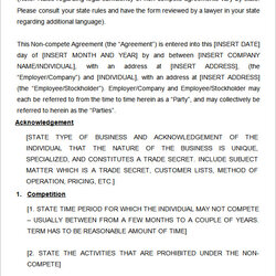 Free Sample Non Compete Agreement Templates In Google Docs Ms Template Florida Word Form Business Through
