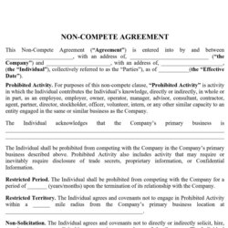 Superlative Non Compete Agreement Template Free Contract Templates