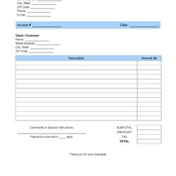 The Highest Quality Editable Printable Invoice Template Sample