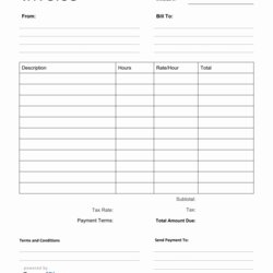 Out Of This World Printable Blank Invoice