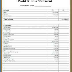Supreme Printable Profit And Loss Statement Template Example