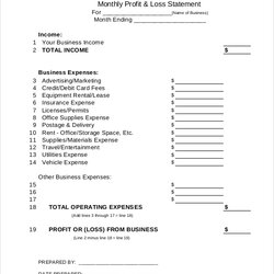 Exceptional Monthly Profit And Loss Template Statement Sample Documents