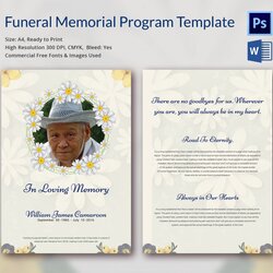 Exceptional Free Printable Funeral Program Template Memorial