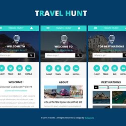 The Highest Quality Mobile App Website Templates Designs Free Travel Hunt Web Bootstrap Responsive Flat