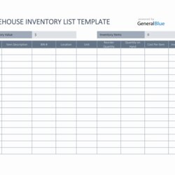 Warehouse Inventory List Template In Excel