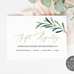 Terrific Wedding Registry Card Template Try Before You Buy Editable Instant