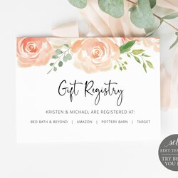 High Quality Wedding Registry Card Template Try Before You Buy Editable