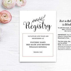 Superior Customize Free Printable Wedding Registry Card Template Now With