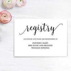 Exceptional Free Wedding Registry Card Template Gift