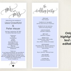 Out Of This World Wedding Program Template Instant Download