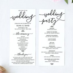 Splendid Wedding Program Template Download Printable