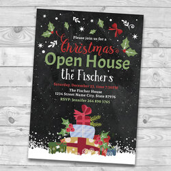 Christmas Open House Invitation Holiday Dinner Party Invite