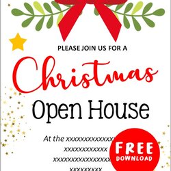 Fine Free Printable Christmas Open House Invitations Templates