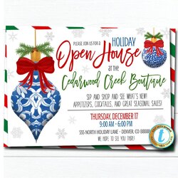 Eminent Holiday Open House Invitation Christmas Boutique Instant Download