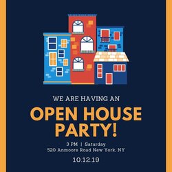 Fantastic Free Printable Open House Invitation Templates Houses Invitations Midnight Yellow Blue And