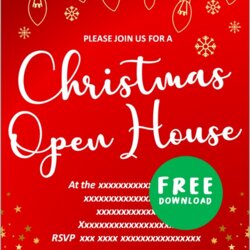 High Quality Free Printable Christmas Open House Invitations Templates