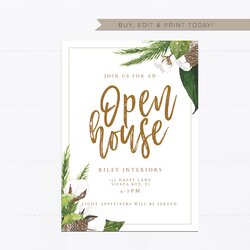 Swell Open House Invitation Template Editable Printable Invite