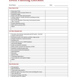 Fine Professional Event Planning Checklist Templates Template Kb