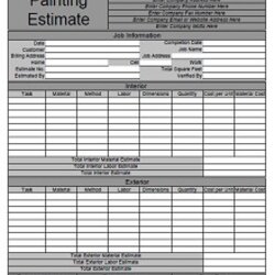 Worthy Painting Estimate Template Sample Forms