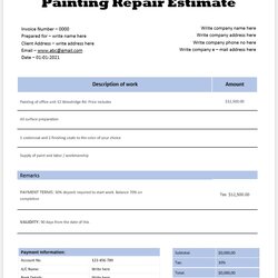 Admirable Free Sample Painting Estimate Templates Printable Samples Repair Template