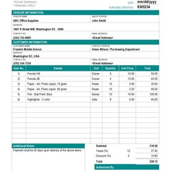 Free Excel Purchase Order Template