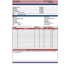 Purchase Template Excel Order
