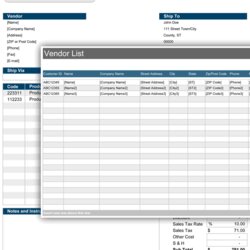 Superior Free Excel Purchase Order Template Vendor List