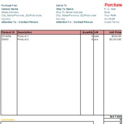 Supreme Purchase Order Template In Excel Free