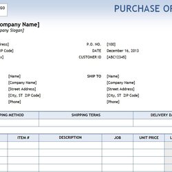 Outstanding Excel Purchase Order Template