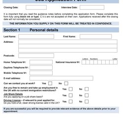 Peerless Free Employment Job Application Form Templates Printable