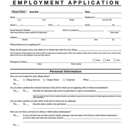 Free Employment Job Application Form Templates Printable Template