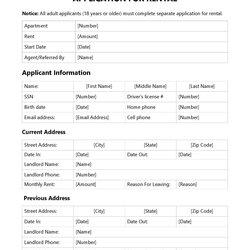 Superior Blank Rental Application Forms Templates Editable Landlords On Site