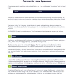 Perfect Free Commercial Lease Agreement Ontario Template Printable Templates