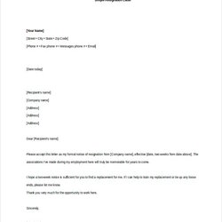 Admirable Resignation Letter Templates Free Sample Example Format Simple Template Word Letters Details