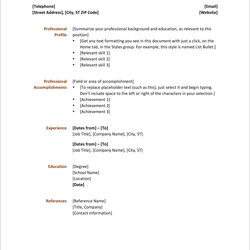 High Quality Simple Resume Template Microsoft Word Pray