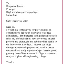 Fine Thank You Letter After Interview Format Sample Example Interviewers College