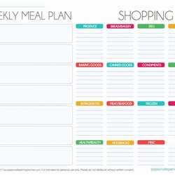 Excel Weekly Menu Planner Template Plan Shocking Example Freezer