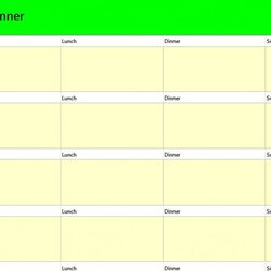 Fine Weekly Meal Planner Excel Template