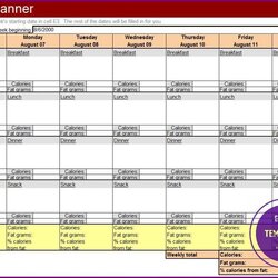 Excel Weekly Menu Planner Template Formidable Picture